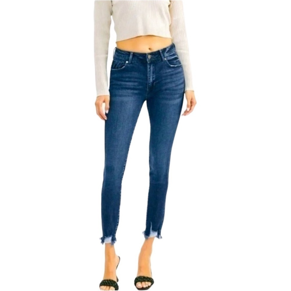 KanCan Lucia High Rise Ankle Skinny Raw Hem Dark Wash Jeans Size 5 / 26